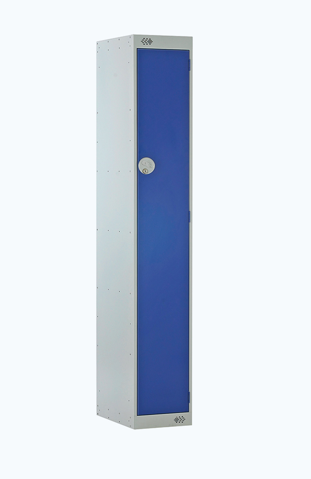 Grey Locker with a lockable blue door