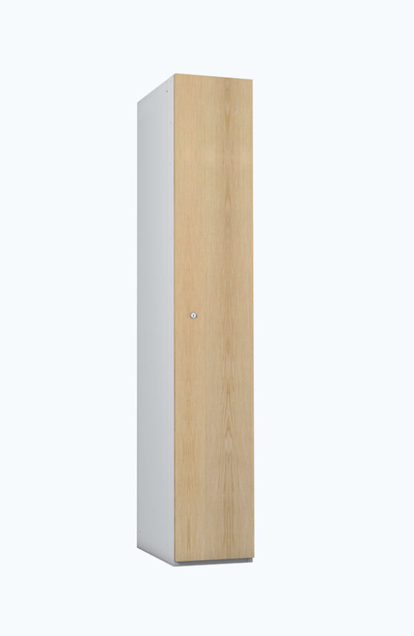 Grey locker with wooden door